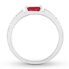 Thumbnail Image 1 of Natural Ruby Stackable Ring 1/10 ct tw Diamonds 10K White Gold