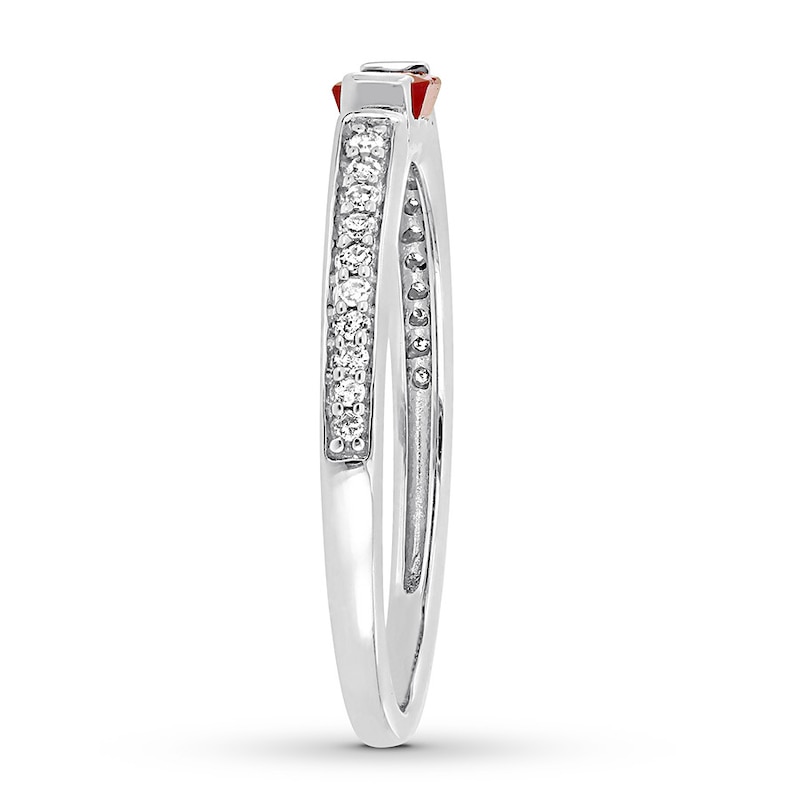 Natural Ruby Stackable Ring 1/10 ct tw Diamonds 10K White Gold