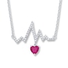 Thumbnail Image 1 of Lab-Created Ruby Necklace Lab-Created Sapphires Sterling Silver