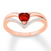 Thumbnail Image 0 of Lab-Created Ruby Ring 1/20 ct tw Diamonds 10K Rose Gold
