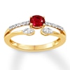 Thumbnail Image 0 of Lab-Created Ruby Ring White Topaz Accents 10K Yellow Gold