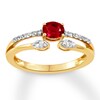 Thumbnail Image 0 of Lab-Created Ruby Ring White Topaz Accents 10K Yellow Gold