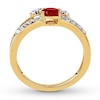 Thumbnail Image 1 of Lab-Created Ruby Ring White Topaz Accents 10K Yellow Gold