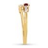 Thumbnail Image 2 of Lab-Created Ruby Ring White Topaz Accents 10K Yellow Gold