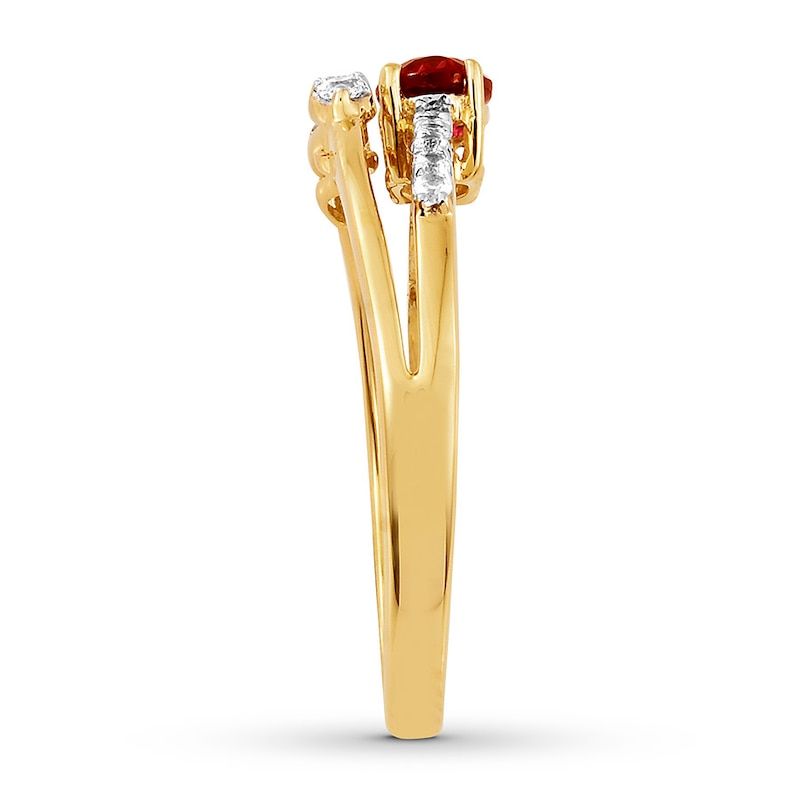 Lab-Created Ruby Ring White Topaz Accents 10K Yellow Gold