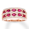 Thumbnail Image 0 of Lab-Created Ruby Ring Lab-Created Sapphires 10K Rose Gold