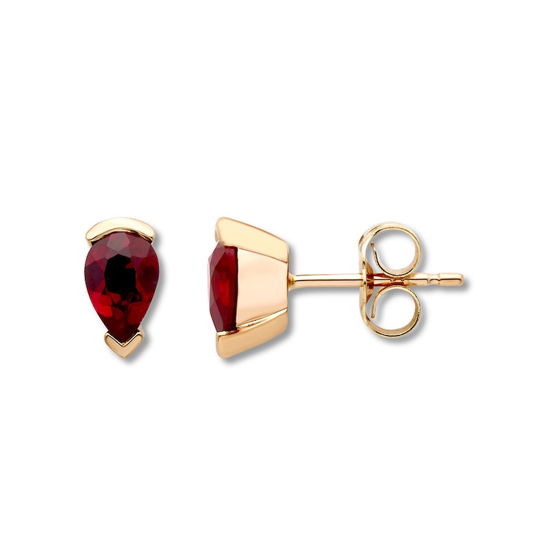 Lab-Created Ruby Earrings Pear-shaped 10K Rose Gold
