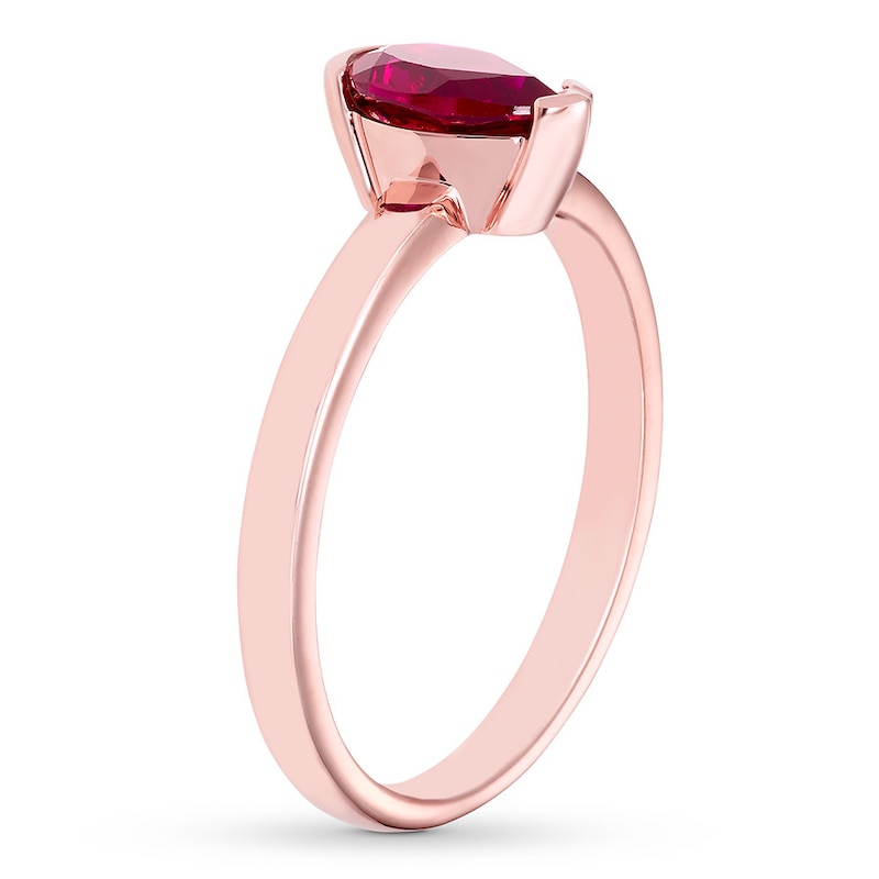 Lab-Created Ruby Ring 10K Rose Gold