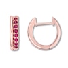 Thumbnail Image 0 of Lab-Created Ruby Hoop Earrings 10K Rose Gold