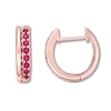 Thumbnail Image 1 of Lab-Created Ruby Hoop Earrings 10K Rose Gold