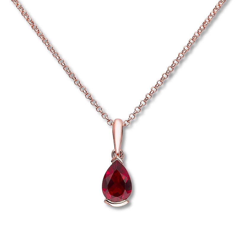 Lab-Created Ruby Necklace 10K Rose Gold