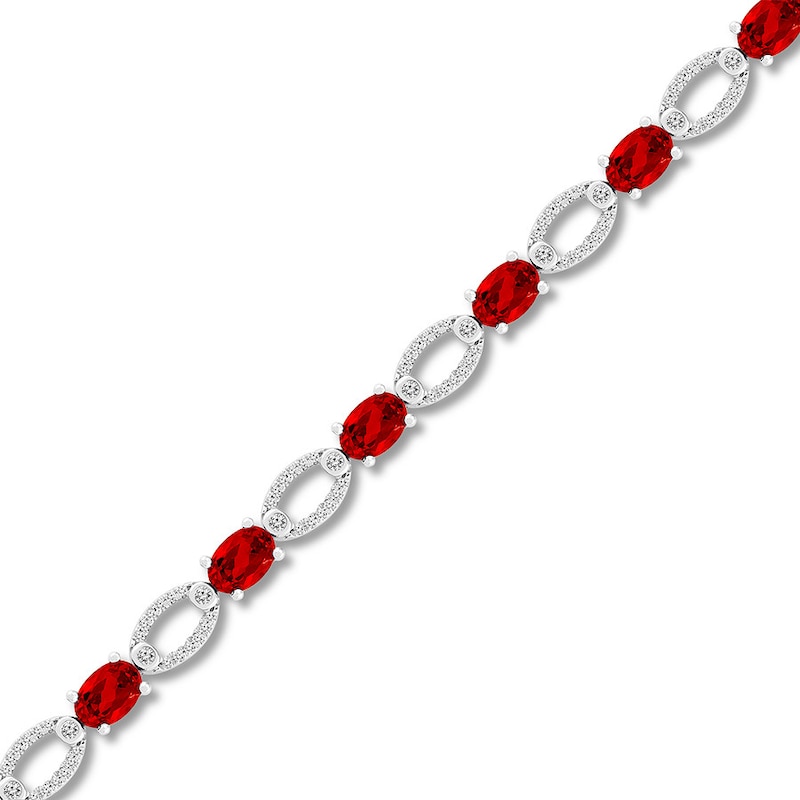 Lab-Created Ruby & Lab-Created Sapphire Bracelet Sterling Silver