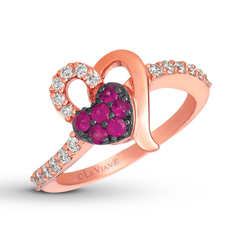 Le Vian Natural Ruby Ring 1/3 cttw Diamonds 14K Strawberry Gold