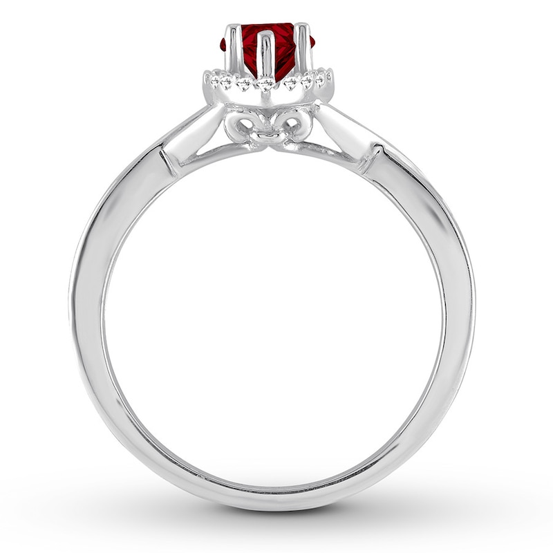Natural Ruby Ring 1/10 carat tw Diamonds 10K White Gold