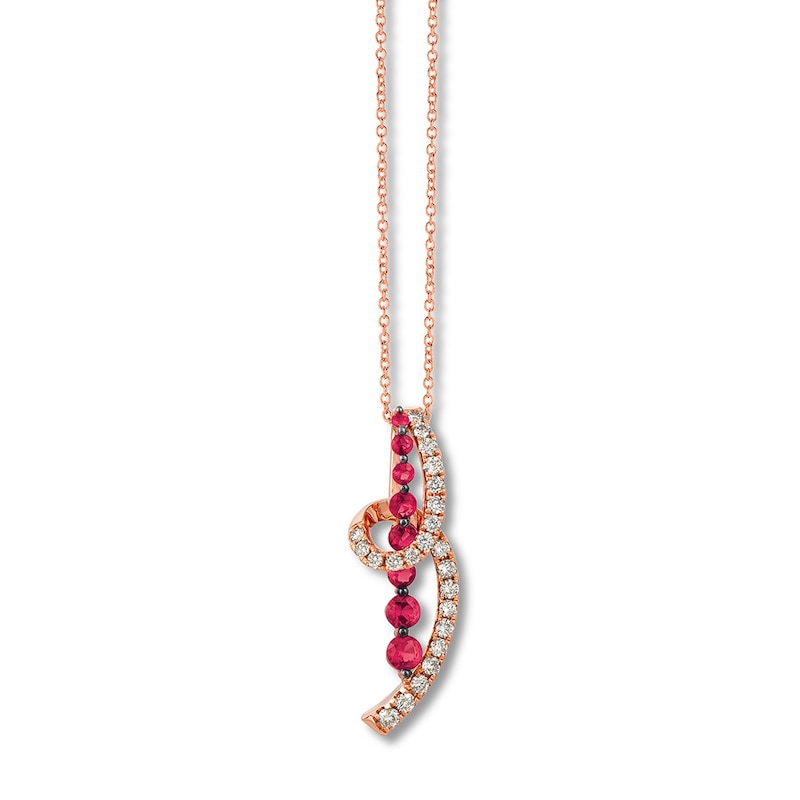 Main Image 1 of Le Vian Natural Ruby Necklace 1/2 carat tw Diamonds 14K Strawberry Gold