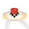 Thumbnail Image 0 of Lab-Created Ruby Ring 1/5 ct tw Black & White Diamonds 10K Gold