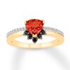 Thumbnail Image 0 of Lab-Created Ruby Ring 1/5 ct tw Black & White Diamonds 10K Gold