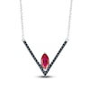 Thumbnail Image 1 of Lab-Created Ruby Necklace 1/5 ct tw Black Diamonds 10K White Gold