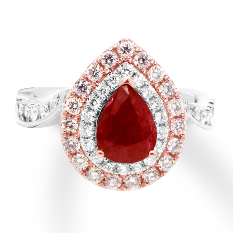 Natural Ruby Ring 7/8 cttw Certified Diamonds 14K Two-Tone Gold