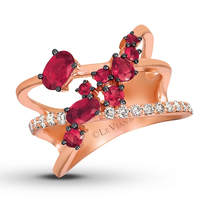 Le Vian Natural Ruby Ring 1/3 ct tw Diamonds 14K Strawberry Gold