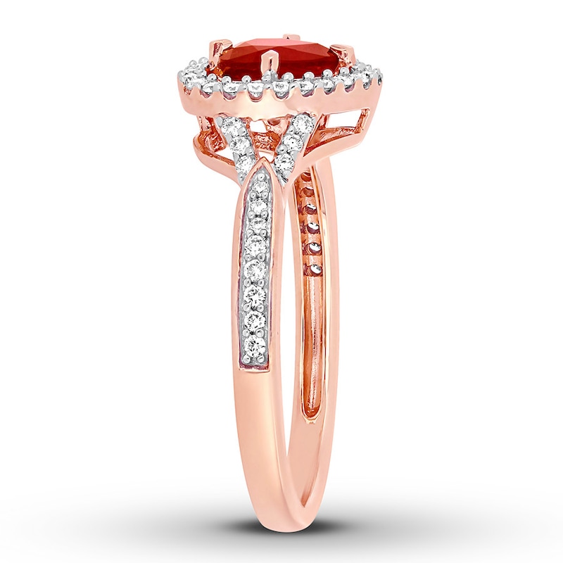 Natural Ruby Ring 1/4 carat tw Diamonds 14K Rose Gold