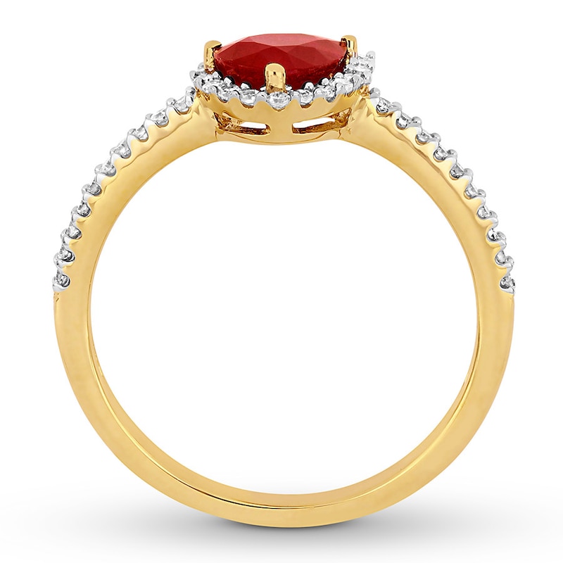 Main Image 2 of Natural Ruby Ring 1/5 ct tw Diamonds 14K Yellow Gold