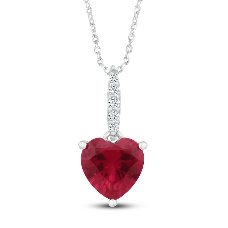 Main Image 2 of Lab-Created Ruby Necklace Lab-Created Sapphires Sterling Silver