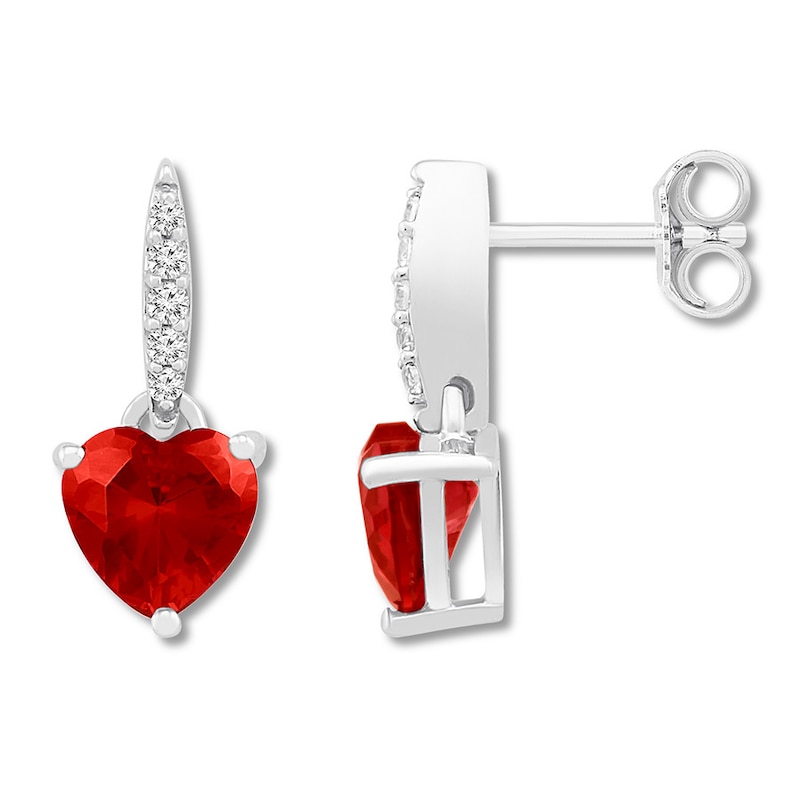 Main Image 1 of Lab-Created Ruby Earrings Lab-Created Sapphires Sterling Silver