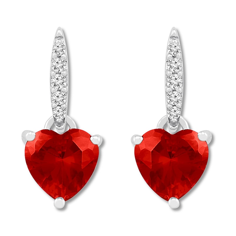 Main Image 2 of Lab-Created Ruby Earrings Lab-Created Sapphires Sterling Silver