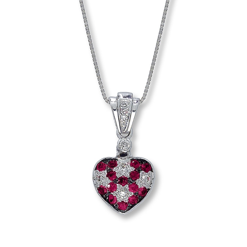 Le Vian Heart Necklace Natural Rubies 1/15 ct tw Diamonds 14K Vanilla Gold