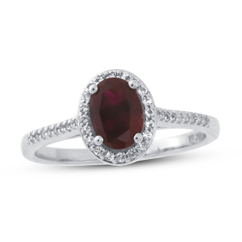 Lab-Created Ruby & White Topaz Ring 10K White Gold