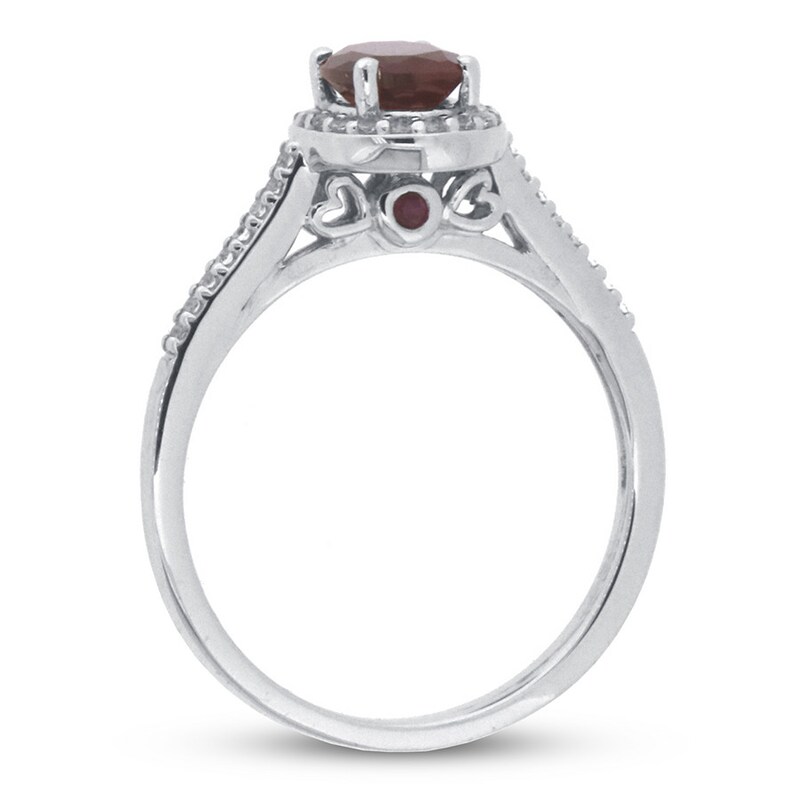 Lab-Created Ruby & White Topaz Ring 10K White Gold