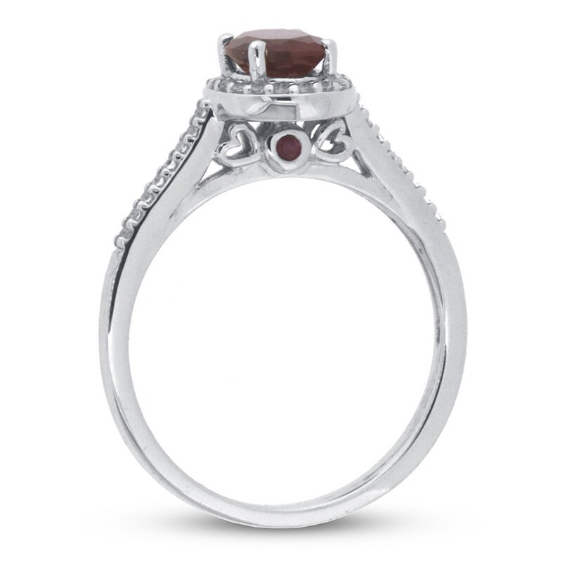 Lab-Created Ruby & White Topaz Ring 10K White Gold