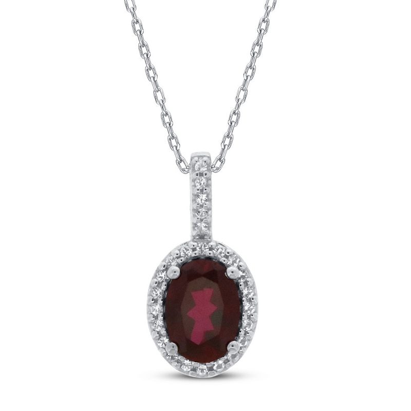 Main Image 1 of Lab-Created Ruby & White Topaz Necklace 10K White Gold