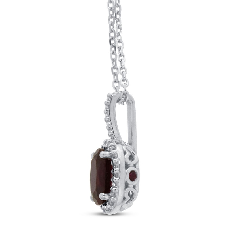 Main Image 2 of Lab-Created Ruby & White Topaz Necklace 10K White Gold