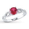 Lab-Created Ruby Ring 1/15 ct tw Diamonds 10K White Gold