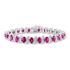 Thumbnail Image 1 of Lab-Created Rubies Diamond Accents Sterling Silver Tennis Bracelet