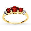 Lab-Created Ruby Ring Diamond Accents 10K Yellow Gold