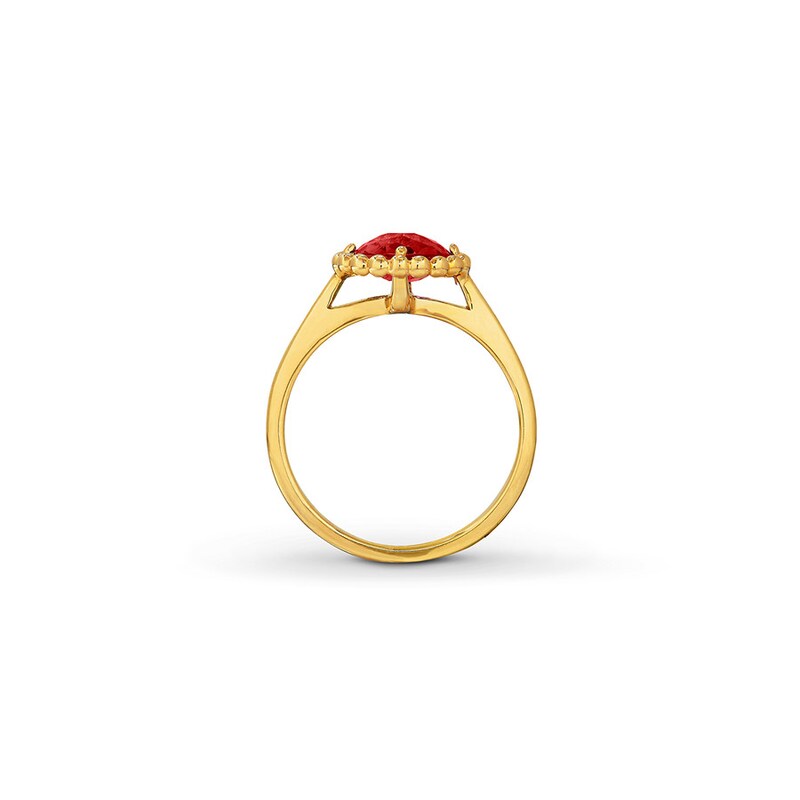 Lab-Created Ruby Ring 10K Yellow Gold