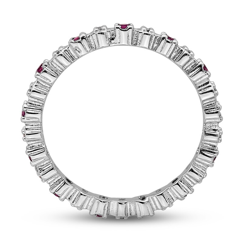Stackable Ring Lab-Created Ruby&Diamond Sterling Silver
