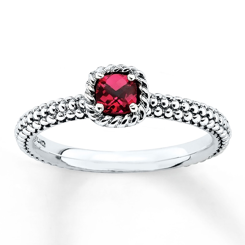 Stackable Ring Lab-Created Ruby Sterling Silver