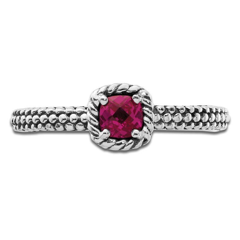Main Image 4 of Stackable Ring Lab-Created Ruby Sterling Silver