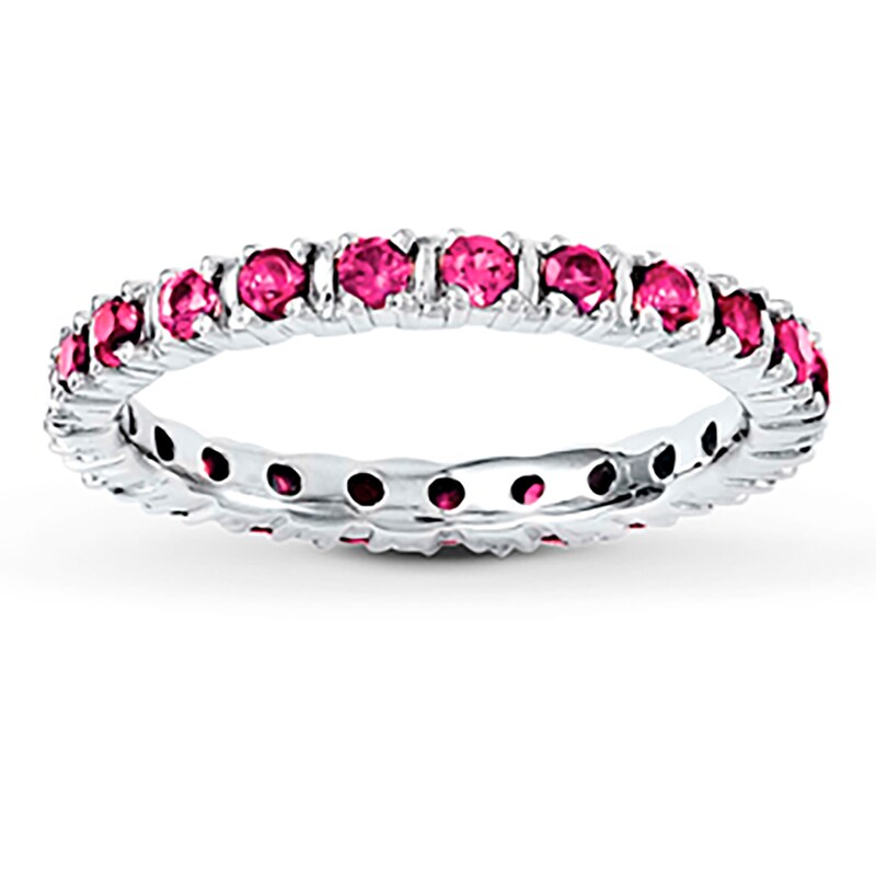 Main Image 1 of Stackable Ring Lab-Created Ruby Sterling Silver