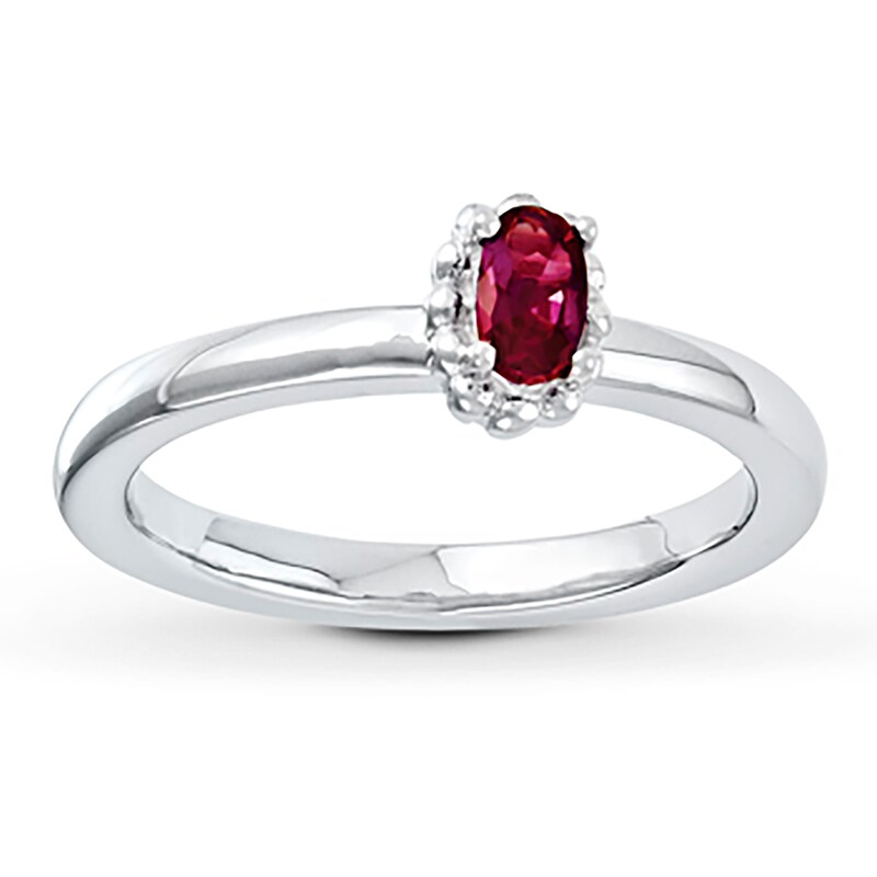 Stackable Ring Lab-Created Ruby Sterling Silver