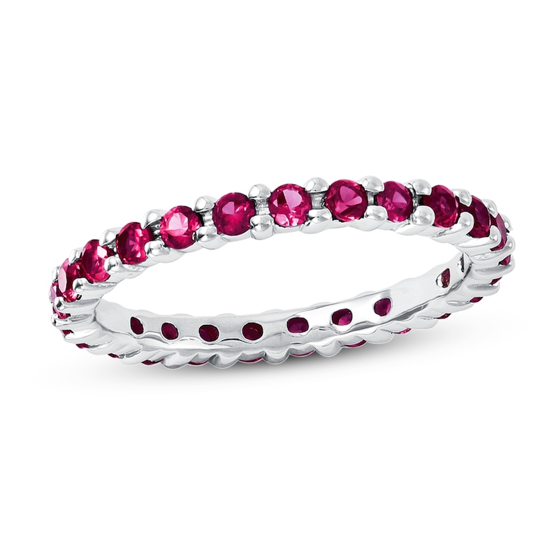 Main Image 1 of Stackable Ring Lab-Created Rubies Sterling Silver