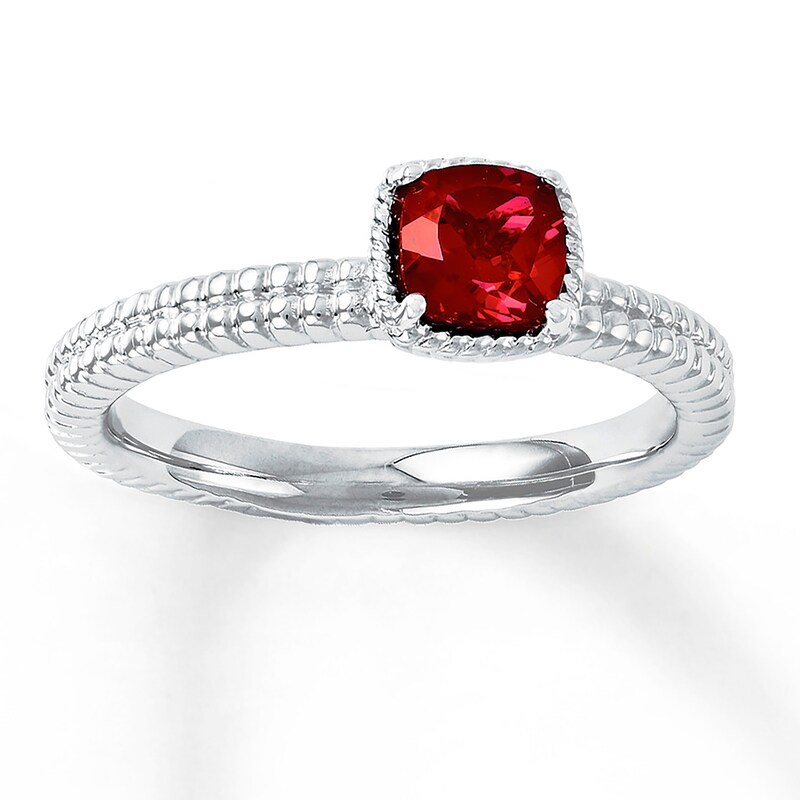 Stackable Ring Lab-Created Ruby Sterling Silver