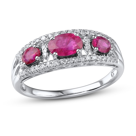 Natural Ruby Ring Diamonds 1/6 ct tw 10K White Gold | Jared