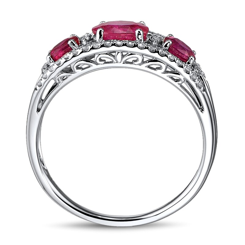 Natural Ruby Ring Diamonds 1/6 ct tw 10K White Gold