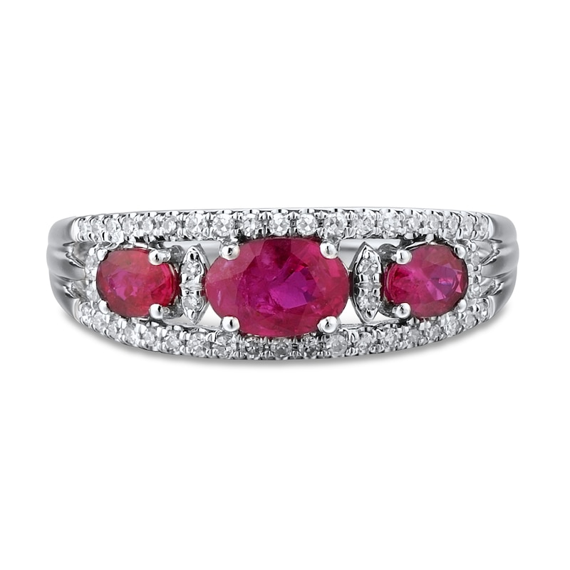 Natural Ruby Ring Diamonds 1/6 ct tw 10K White Gold