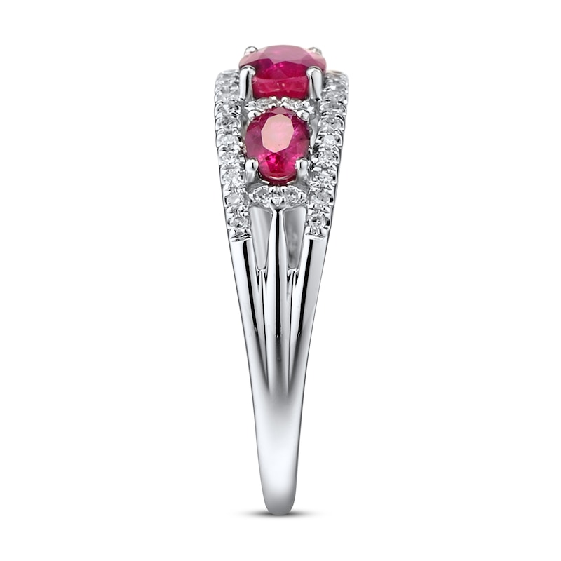 Natural Ruby Ring Diamonds 1/6 ct tw 10K White Gold